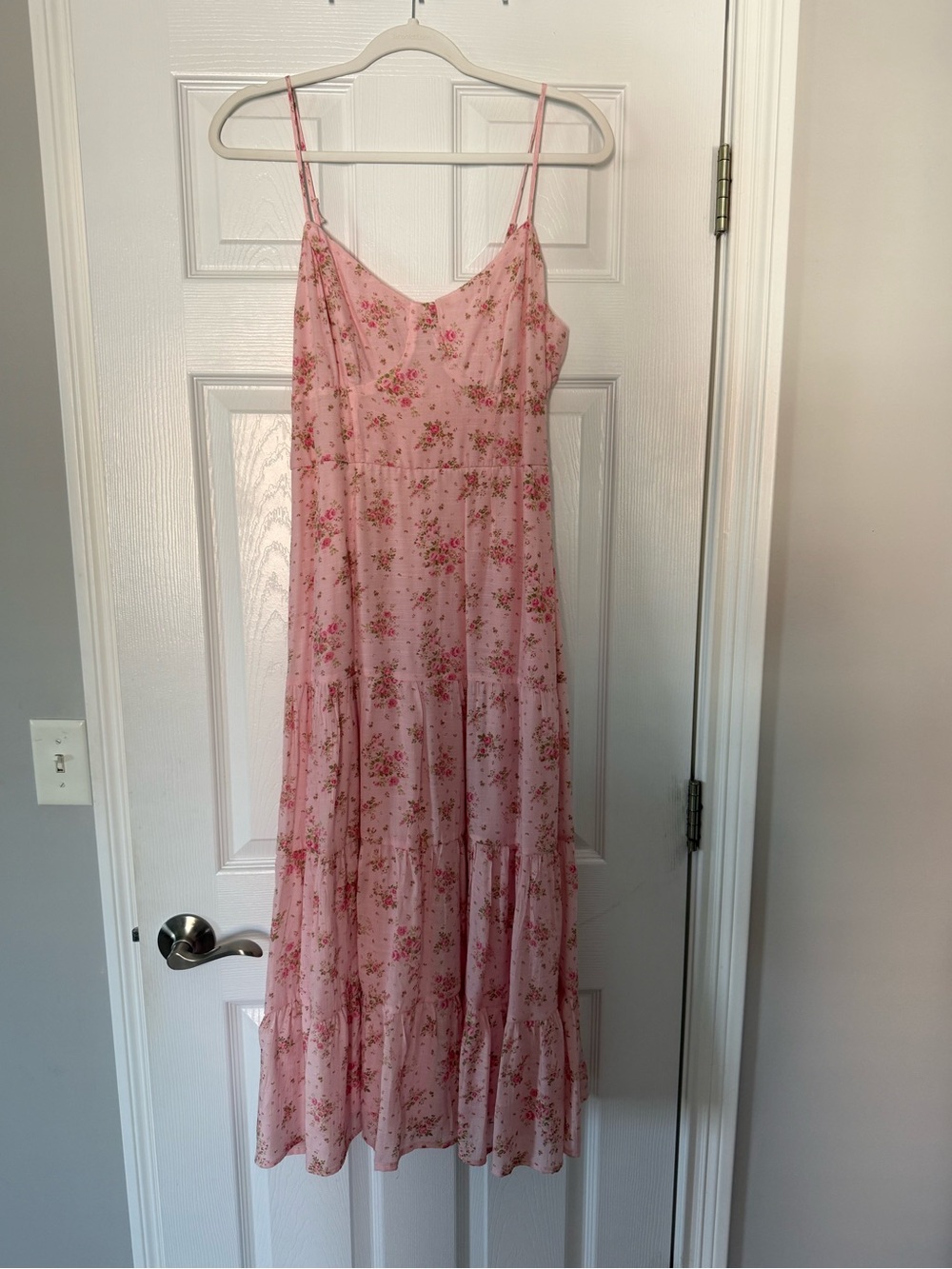 Trixxi Pink Floral Maxi Dress with adjustable Spaghetti Straps
